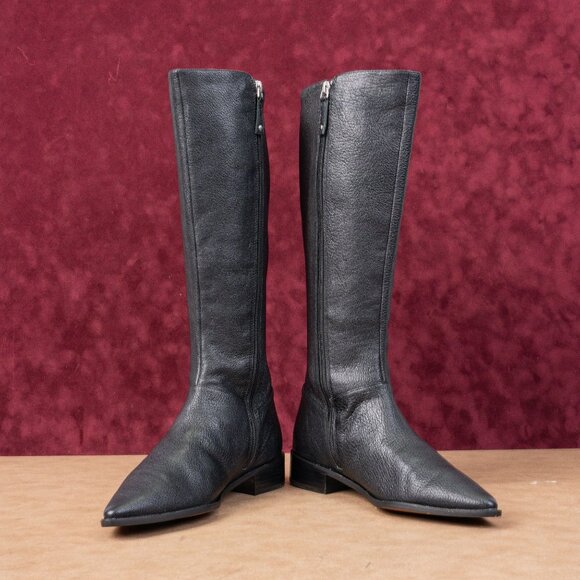 Linea Paolo Women Jackie Dress Office Black Leather Zip Fashion Tall Boots 9 - Picture 2 of 10